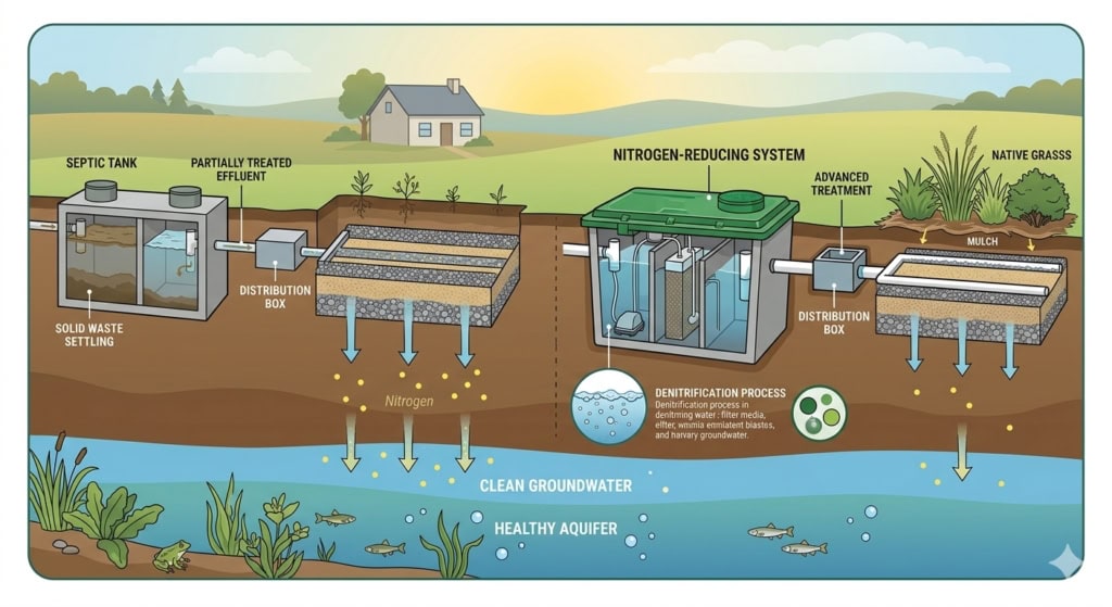 Minimizing Nitrogen Buildup Through Water Exchange Reference: How Nitrogen Reducing Septic Systems Help Protect Groundwater Quality